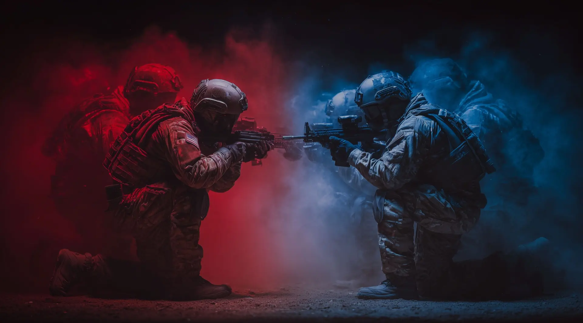 Red and blue squads face off